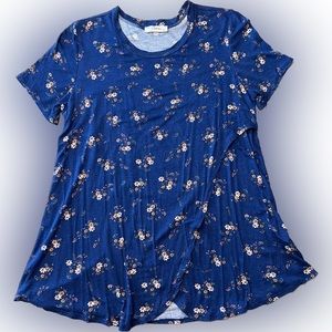 PINKBLUSH Navy Floral Layered Wrap Front Maternity/Nursing Top